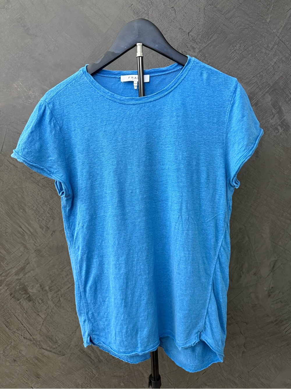 EUC Frame Bright Blue linen Crewneck Tee